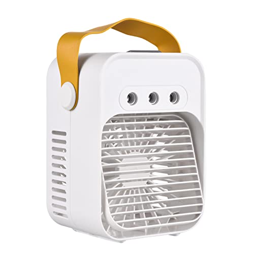 CalmGeek Mobiles Klimagerät Tragbarer Luftkühlungsventilator Mini Personal Desktop Air Cooler Luftbefeuchter mit buntem LED-Licht 3 Windgeschwindigkeiten einstellbare Windrichtung von CalmGeek