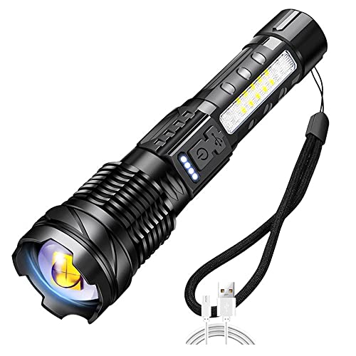CalmGeek Taschenlampe, Duale Lichtquelle Taschenlampe, Portable Hohe Helligkeit Licht, Outdoor Fokussierung Einstellbare Taschenlampe USB Wiederaufladbare, Nacht Camping Angeln Lampe von CalmGeek