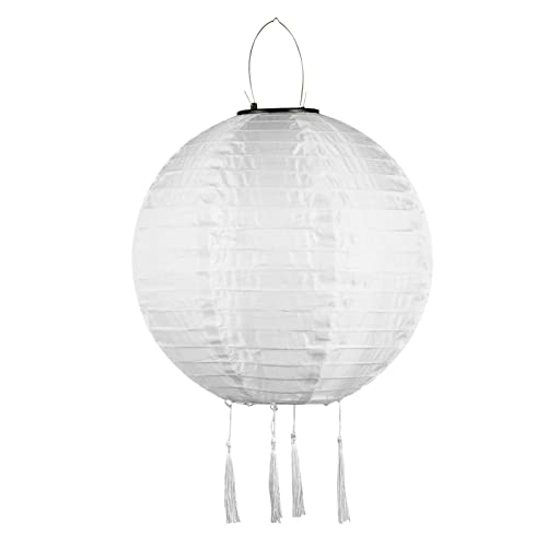 Lampions Solar Außen, LED Solar Lampion Garten Laterne, IP55 Rund Ballform Lampenschirm Papierlaterner Hängende Gartenlaterne für Hochtzeit, Kirche, Garten, Party Dekoration (Weiß) von CalmGeek