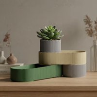 Modular Organizer Tray Set - 3D-Printed Stackable Desk Organizer, Minimalist Storage System, Round Ribbed Container von CalmLayersStudio3D