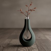 Soliflore Vase - 3D-Printed Modern Bud With Glass Tube Insert von CalmLayersStudio3D