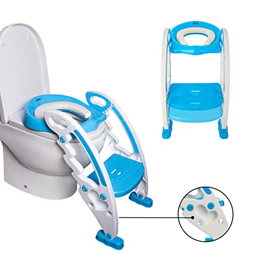 Calma Dragon Portable potty training toilet seat, kids toilet seat with Ladder, Adjustable Height and Folding Toilet Seat with Footstep (Blau) von Calma Dragon