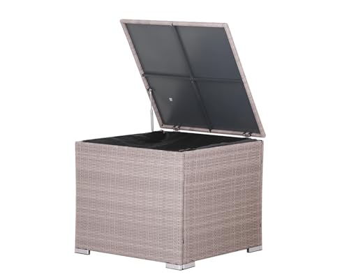 Calma Lux® Auflagenbox Kissenbox 300 L mit Deckel 75x75x65cm Wasserdicht Gasdruckfeder Garten Aufbewahrungsbox Balkon Truhe Abwaschbar Polyrattan Schwarz (Beige-grau) von Calma Lux
