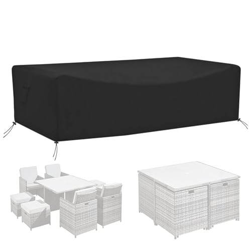 Calma Lux® Gartenmöbel Abdeckung Wasserdicht Schwerlast 420D Oxford Gewebe Gartentisch Abdeckplane mit Belüftungsöffnungen Winddicht UV Beständiges Schutzhülle (125 * 125 * 75) von Calma Lux