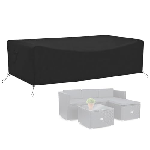 Calma Lux® Gartenmöbel Abdeckung Wasserdicht Schwerlast 420D Oxford Gewebe Gartentisch Abdeckplane mit Belüftungsöffnungen Winddicht UV Beständiges Schutzhülle (210 * 150 * 65) von Calma Lux