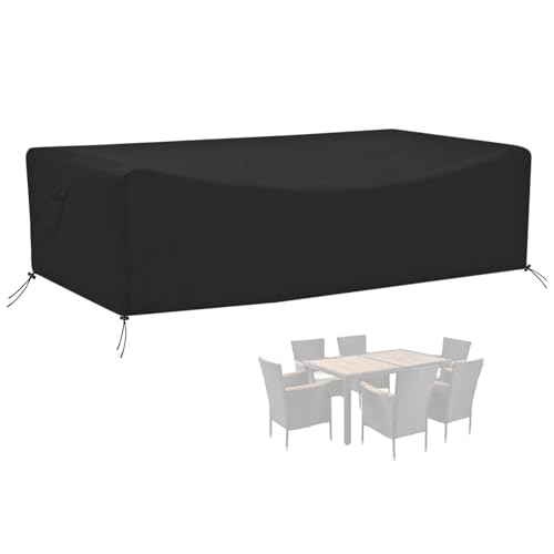 Calma Lux® Gartenmöbel Abdeckung Wasserdicht Schwerlast 420D Oxford Gewebe Gartentisch Abdeckplane mit Belüftungsöffnungen Winddicht UV Beständiges Schutzhülle (215*175*85) von Calma Lux