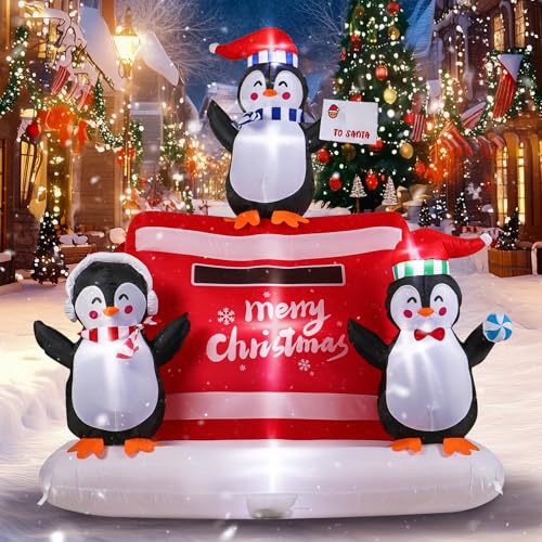 Calmbee Aufblasbare Weihnachts-Pinguin-Briefkasten-Dekorationen, aufblasbare aufblasbare Gegenstände, integrierte LEDs, drei Pinguine tragen verschiedenfarbige Hüte und Schals, für Urlaub, Hof, Garten Calmbee Aufblasbare Weihnachts-Pinguin-Briefkasten-Dekorationen, aufblasbare aufblasbare Gegenstände, integrierte LEDs, drei Pinguine tragen verschiedenfarbige Hüte und Schals, für Urlaub, Hof, Garten von Calmbee