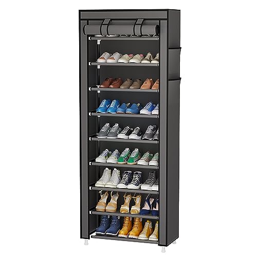 Calmootey Schuhregal mit 9 Ebenen, tragbares Schuhregal mit Vliesstoffbezug für Schrank, Flur, Schlafzimmer, Eingangsbereich, Grau Calmootey Schuhregal mit 9 Ebenen, tragbares Schuhregal mit Vliesstoffbezug für Schrank, Flur, Schlafzimmer, Eingangsbereich, Grau von Calmootey