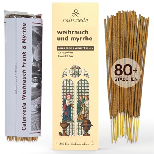 Frankincense Räucherstäbchen Weihrauch mit Myrrh - (80 weihrauch stäbchen) Kirche Räuchern, Recycelte Blüten | Weihrauch zum Räuchern | Räucherstäbchen Set mit räucherwerk von Calmveda