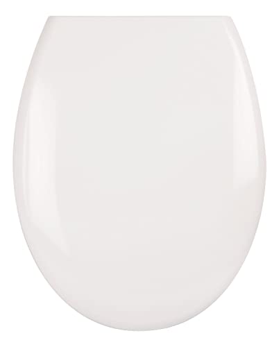 Calmwaters® Antibakterieller WC Sitz mit Absenkautomatik Curved, WC Deckel überlappend, abnehmbar, Duroplast Toilettensitz oval, universale O-Form, Fast-Fix, Edelstahlscharnier, Weiß, 26LP2903 von Calmwaters