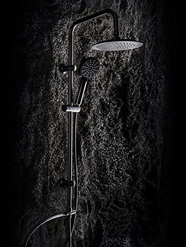 Calmwaters® Duschsystem Schwarz - 3 Strahlarten - Einfache Montage - Anti-Kalk - Duschsystem ohne Armatur Schwarz-Matt von Calmwaters