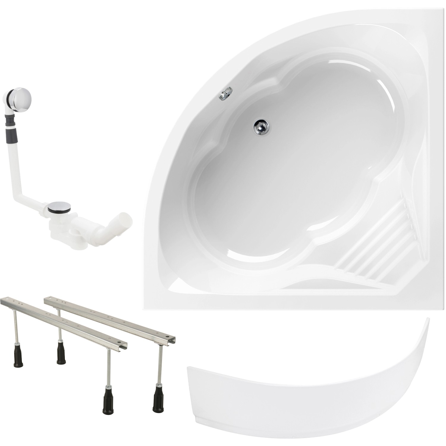Calmwaters Eckbadewanne Curved Wellness 150x150 cm Schürze Wannenfüße & Ablaufgarnitur 99000092 Calmwaters Eckbadewanne Curved Wellness 150x150 cm Schürze Wannenfüße & Ablaufgarnitur 99000092 von Calmwaters