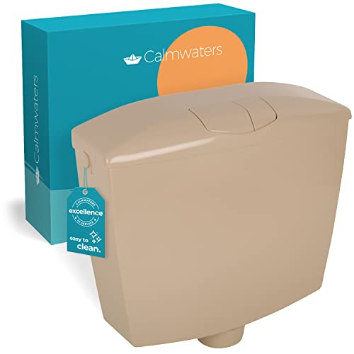 Calmwaters® Spülkasten Beige, 2-Mengen-Spülung, 3,5 & 6-9 Liter Spülmenge, Aufputzspülkasten WC schmal, Spülkasten Wellness, Beige-Bahamabeige, Aufputz-Montage, Zwei Mengen Technik, 29HB2725 von Calmwaters