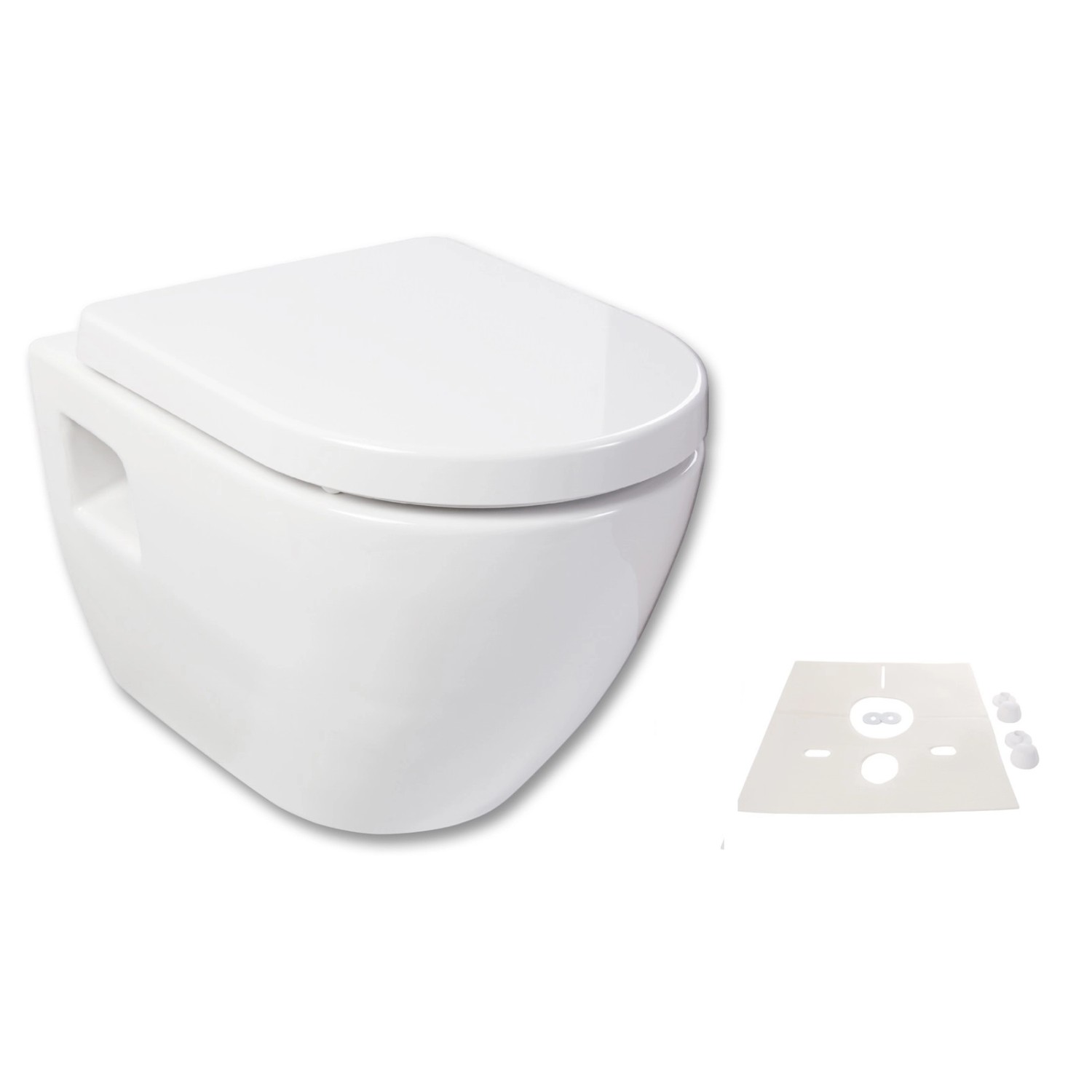 Calmwaters Hänge-WC Honest D-Form Set WC-Sitz & Schallschutz 08CL5586 von Calmwaters