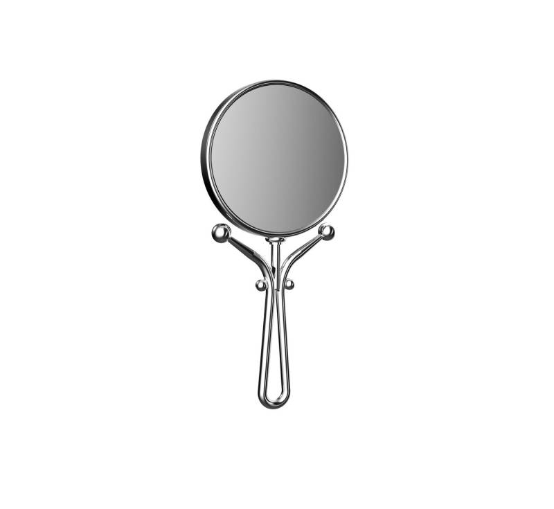 Calmwaters Kosmetikspiegel Handspiegel, Chrom, 5/1-fach Vergrößerung, rund, Ø127 mm, zweiseitige Spiegelfläche von Calmwaters