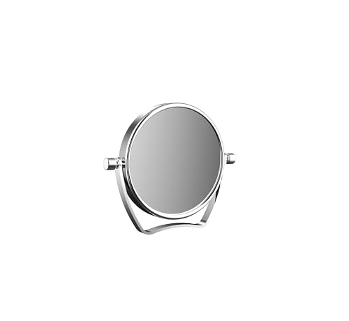 Calmwaters Reisespiegel, 3/1-fach Vergrößerung, Chrom, rund, zweiseitige Kristallglas-Spiegelfläche, Metallhalterung, Ø 90 mm, 80BS6254 von Calmwaters