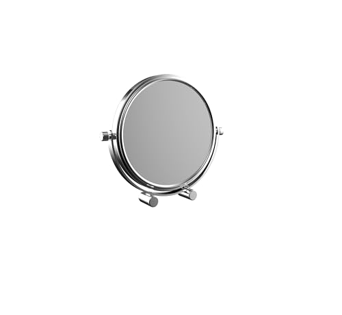 Calmwaters Reisespiegel, 5/1-fach Vergrößerung, Chrom, rund, zweiseitige Spiegelfläche, Kristallglas, Metallhalterung, Ø 126 mm, 80BS6259 von Calmwaters