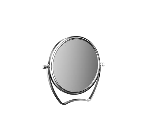 Calmwaters Reisespiegel Chrom, rund, 5/1-fach Vergrößerung, zweiseitige Spiegelfläche, Kristallglas, Metallhalterung, Durchmesser 139 mm, 80BS6257 von Calmwaters