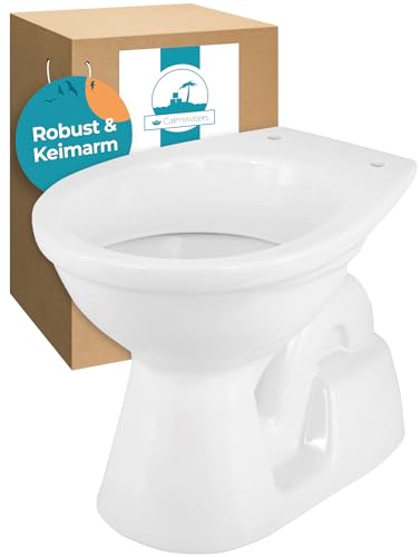 Calmwaters® Universal Stand WC mit senkrechtem Abgang, Tiefspüler Weiß, Toilette mit Spülrand, hochwertige Sanitärkeramik, Standard-Form, WC Bodenabfluss, 07AB2267 von Calmwaters