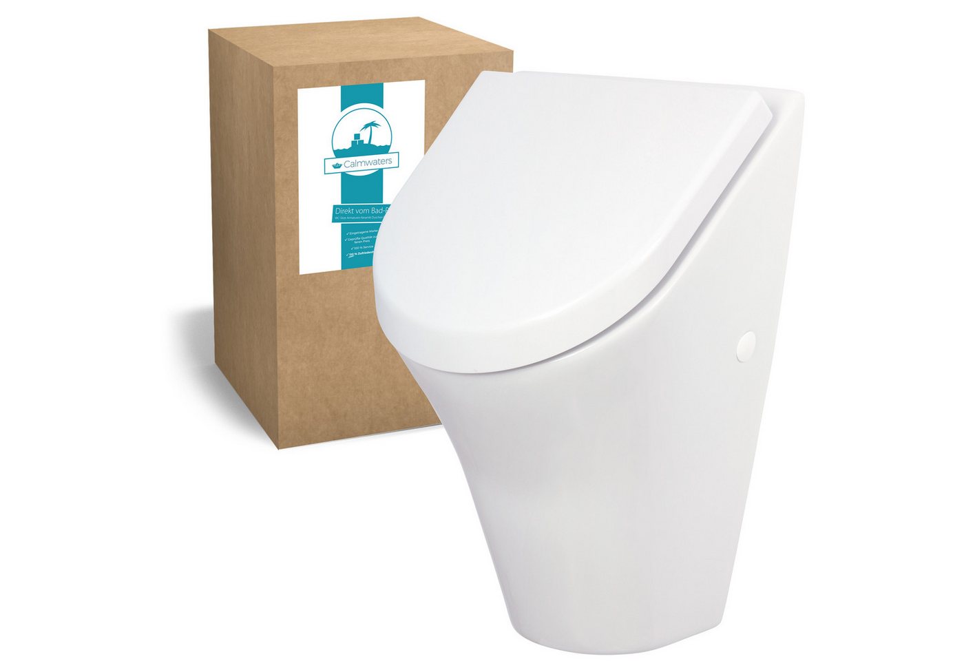 Calmwaters Urinal, Keramik, Abgang Hinten, (Urinal-Set, 2-tlg., mit Deckel, Absaugformstück), Absenkautomatik, Weiß, 46CL6206 von Calmwaters