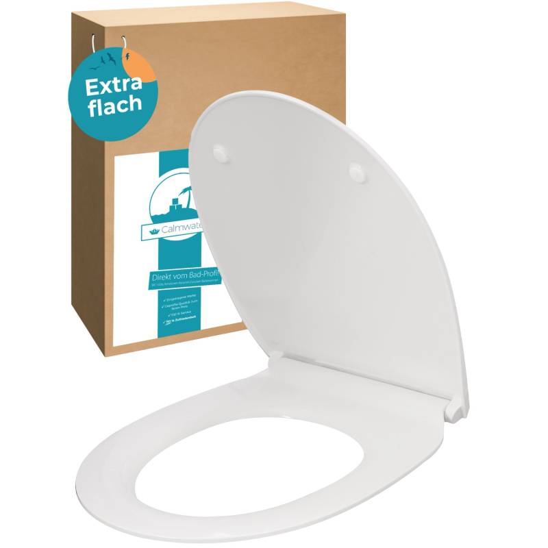 Calmwaters WC-Sitz Flach Absenkautomatik Weiß Duroplast O-Form Slim 26LP6163 von Calmwaters