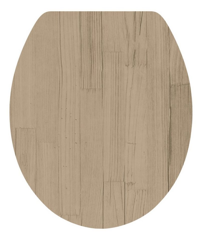 Calmwaters WC-Sitz Motiv Holz, Motiv Wood Beige-Grau, Holzkern, Absenkautomatik, 26LP5384 von Calmwaters