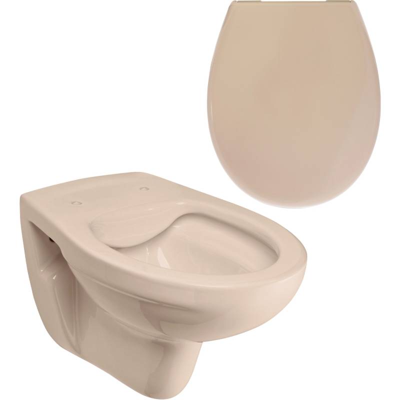 Calmwaters Wand-WC Spülrandlos Tiefspüler Set WC-Sitz Absenkautomatik Beige-Bahamabeige 99000190 Calmwaters Wand-WC Spülrandlos Tiefspüler Set WC-Sitz Absenkautomatik Beige-Bahamabeige 99000190 von Calmwaters