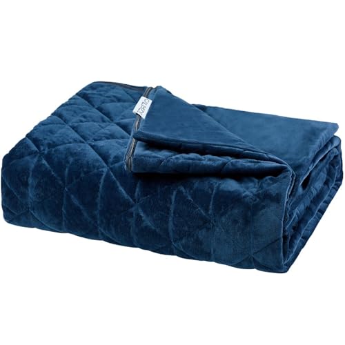 Calmzy Fleece Bettbezug für Gewichtsdecke 150x200cm - Bezug für Schwere Decke für erholsamen Schlaf & schnelles Einschlafen - Therapiedecke für Erwachsene – Weighted Blanket - Navy Blau von Calmzy