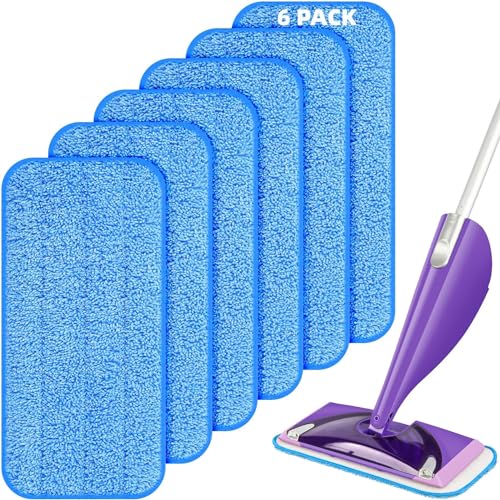 Wiederverwendbare Wischmopp-Pads für Flash Powermop, 6 Stück Wischmopp-Pads, maschinenwaschbar, Mikrofaser-Ersatz-Pads für nasse und trockene Bodenreinigung, Hartholz, Laminatboden von Calonia