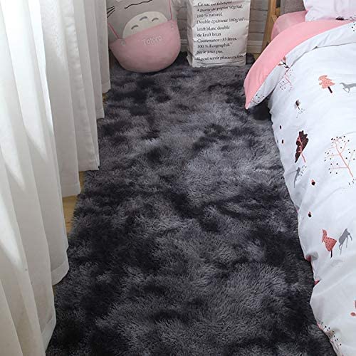 Calore Teppiche Flausching Wohnzimmer Teppiche Shaggy Teppiche Schlafzimmer Teppich Waschbarer Weiche Teppiche Bequeme ​für Wohnkultur (Grau Schwarz, 80 x 120 cm) von Calore