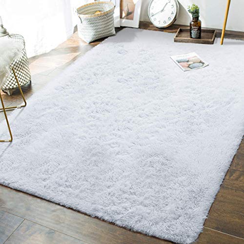 Calore Teppiche Schlafzimmer Flauschig Weicher Hochflor (160 * 230 cm, WEIß) von Calore