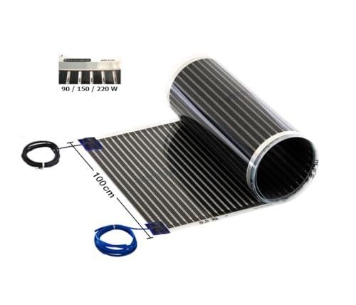 Calorique Infrared Heating Foil Underfloor Heating Panel Heating mat 90 /m², 100 cm width, 1,5 rm length – effective and energy-saving heating for new construction or building renovation von Calorique