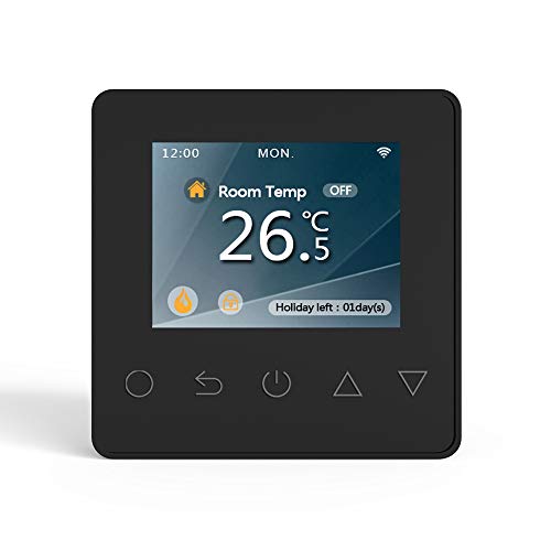 WLAN-Thermostat ThermoLife ET81W mit Farbdisplay - Schwarz - Digitales Raumthermostat programmierbar mit Internem Temperatursensor und Bodenfühler - Heizungssteuerung für Fußbodenheizung. 16A von Calorique