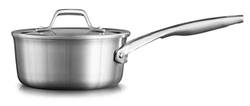 Calphalon Premier Stielkasserolle mit Deckel, Edelstahl, 1,5 l, silberfarben von Calphalon