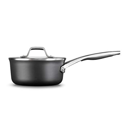 Calphalon Premier harteloxiertes Antihaft-Kochgeschirr, 1,5 l Saucenpfanne mit Deckel, Schwarz von Calphalon