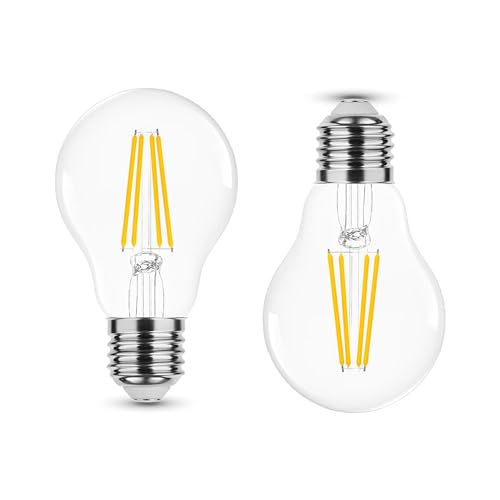Calugy 2er Pack LED Filament A60 Glühbirne E27 8W ersetzt 75W, warmweiß 2700K 1055lm nicht dimmbar | LED Glühbirne | LED E27 | E27 Glühbirne von Calugy