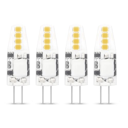 Calugy 4er Pack LED Silikon Stiftsockellampe G4 1,8W ersetzt 18W, warmweiß 2700K 180lm nicht dimmbar | LED Stiftsockellampe | LED G4 | G4 Stiftsockellampe von Calugy