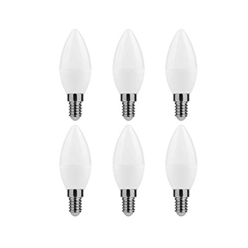 Calugy 6er Pack LED Candle C37 6-45 Watt E14 600 Lumen 840 kaltweiß nicht dimmbar - LED Lampe - Kerzenform - LED Glühbirne – E14 Leuchtmittel - LED Birne - LED Kerzenbirne - LED Glühlampe von Calugy