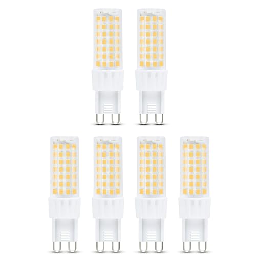 Calugy 6er Pack LED Ceremic Stiftsockellampe G9 6W ersetzt 60W, neutralweiß 4000K 600lm nicht dimmbar | LED Stiftsockellampe | LED G9 | G9 Stiftsockellampe Calugy 6er Pack LED Ceremic Stiftsockellampe G9 6W ersetzt 60W, neutralweiß 4000K 600lm nicht dimmbar | LED Stiftsockellampe | LED G9 | G9 Stiftsockellampe von Calugy