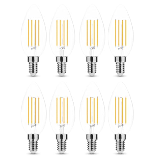 Calugy 8er Pack LED Filament C35 Kerze E14 7W ersetzt 50W, neutralweiß 4000K 806lm dimmbar | LED Kerze | LED E14 | E14 Kerze Calugy 8er Pack LED Filament C35 Kerze E14 7W ersetzt 50W, neutralweiß 4000K 806lm dimmbar | LED Kerze | LED E14 | E14 Kerze von Calugy