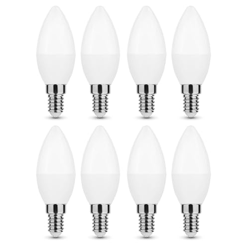 Calugy 8er Pack LED Kerze E14 4,9W ersetzt 40W, neutralweiß 4000K 470lm nicht dimmbar | LED Kerze | LED E14 | E14 Kerze | E14 Leuchtmittel von Calugy