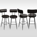 Barhocker4erSet, 360° Drehbare Barstühle mit Rückenlehne, Kunstleder mit Nähten, Mid-Century Modern Stil, Küchenhocker für Bartisch & Hausbar, Schwarz von Caluself