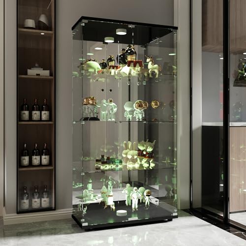 Cabinet - Freestanding Glass Display Cabinet with Four Shelves and Black Base Panel von Caluself
