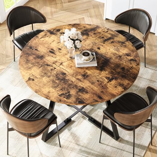 Caluself 4-Seater Round Dining Table, 120cm, with Metal Base, Suitable for Kitchens, Living Rooms and Dining Areas von Caluself