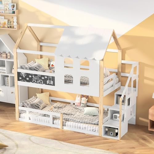 Caluself Doppelbettgestell – gepolstertes Bett in Grau – 140 x 200 cm Bettgestell – mit Stauraumschubladen an beiden Seiten von Caluself