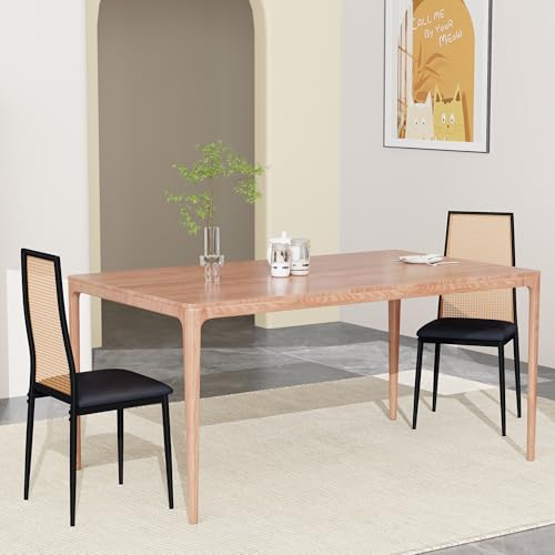 Caluself Esszimmerstuhl-Set, 2-teilig Vintage-Esszimmerstühle aus PE-Rattan mit Metallbeinen und gepolsterten Sitzen von Caluself