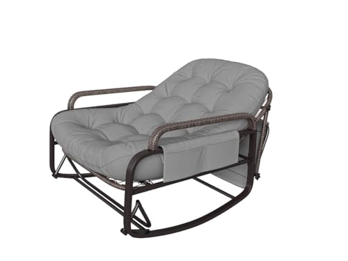 Caluself Grey Cushion Foldable Footrest Adjustable Backrest with Sunshade Outdoor Large Rocking Chair von Caluself