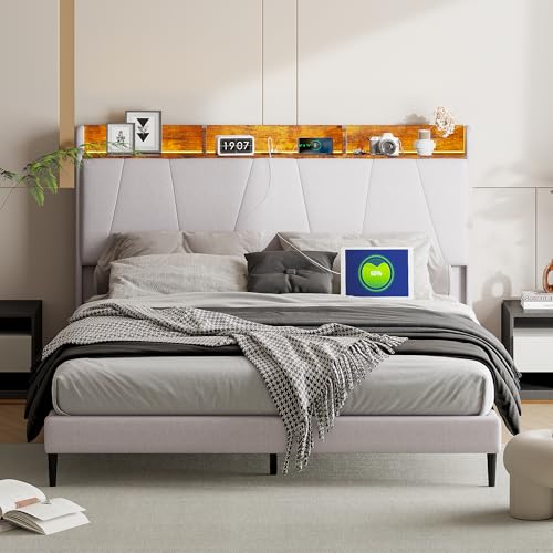 Caluself Polsterbett – Doppelbett 160 x 200 cm Bettrahmen – Funktionales Kopfteil – Leinenstoff Caluself Polsterbett – Doppelbett 160 x 200 cm Bettrahmen – Funktionales Kopfteil – Leinenstoff von Caluself