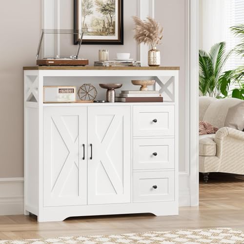 Caluself Sideboard, 3 Schubladen, 2 Türen, Schrank, MDF von Caluself