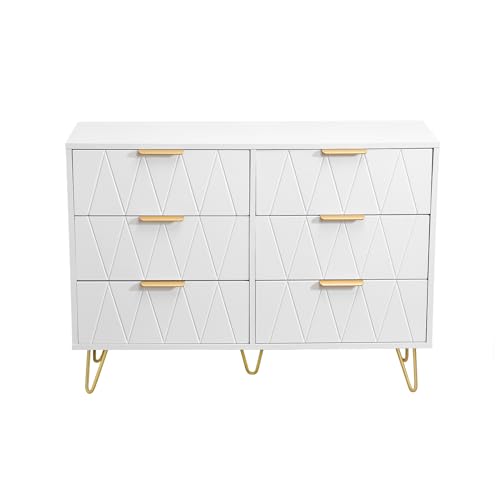 Caluself Weiße Furnierplatte rautenförmige Blisterbox Kommode mit sechs Schubladen von Caluself